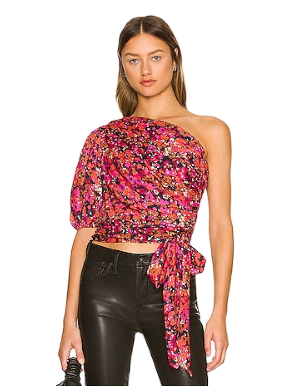 Amanda Uprichard Bexley Floral One Shoulder Top Sz XS MSRP $194 Revolve